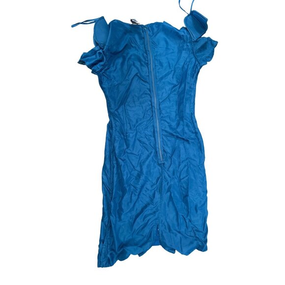 All Silk Vintage Dress by Allyson Whitmore S Teal Hand Beaded Cocktail Party Chi - Picture 12 of 12